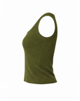 Khakifarbenes, feines, eisgestricktes Tanktop