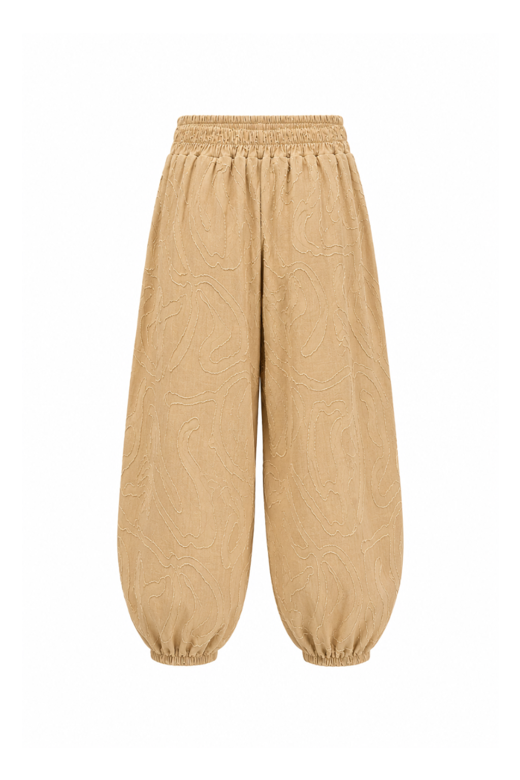 Pantalon ballon tissu structuré camel
