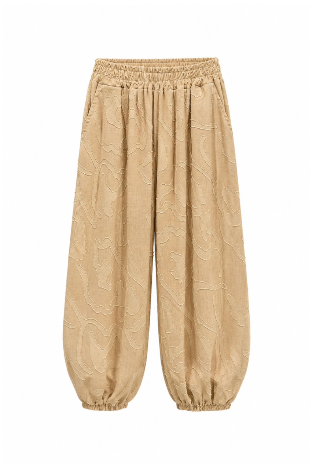 Pantalon ballon tissu structuré camel