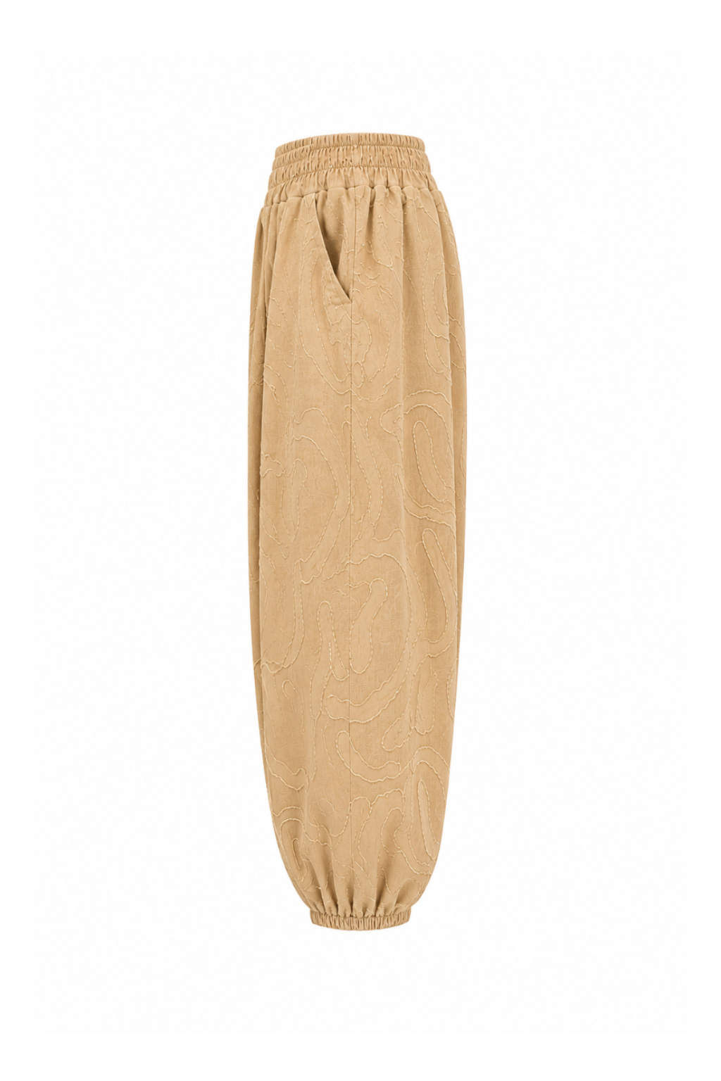Pantalon ballon tissu structuré camel