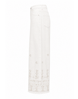 Jeans blanc ajouré brodé