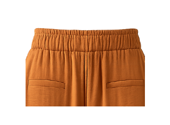 Pantalon Mariley lin fluide large cognac