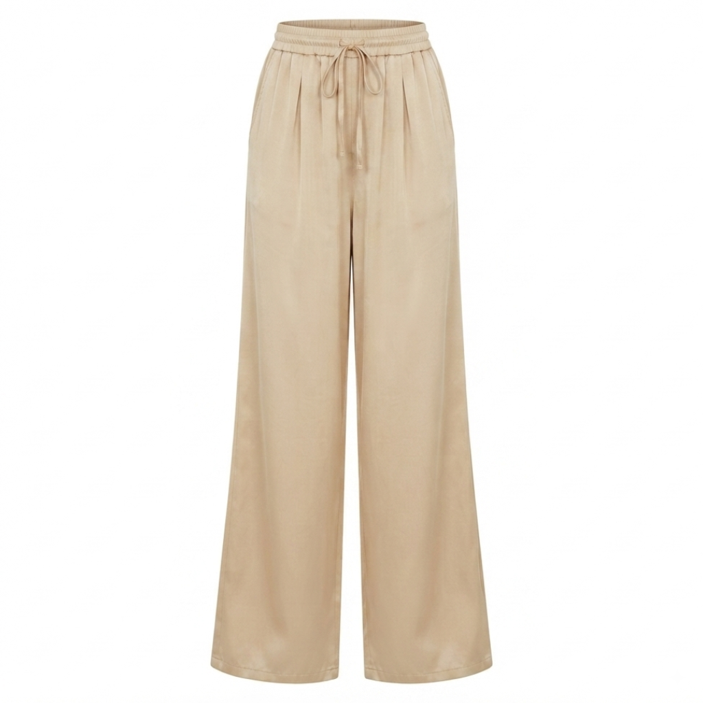 Pantalon fluide beige doré