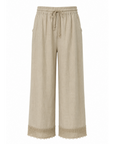 Pantalon lin ajouré beige