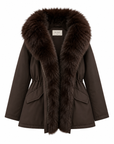Parka col fourrure mi-longue coffee