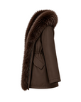 Parka col fourrure mi-longue coffee