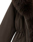 Parka col fourrure mi-longue coffee