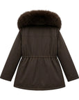 Parka col fourrure mi-longue coffee