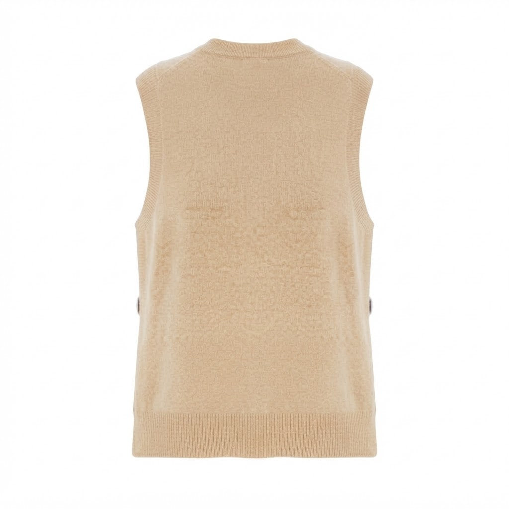 Pull poncho col rond beige