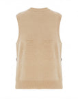 Pull poncho col rond beige