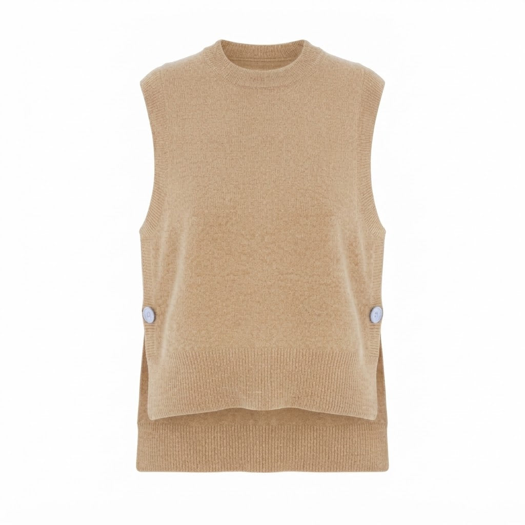 Pull poncho col rond beige