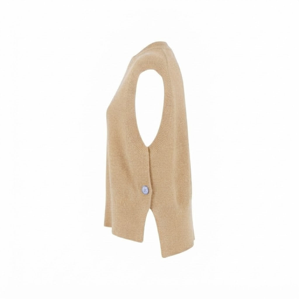 Pull poncho col rond beige