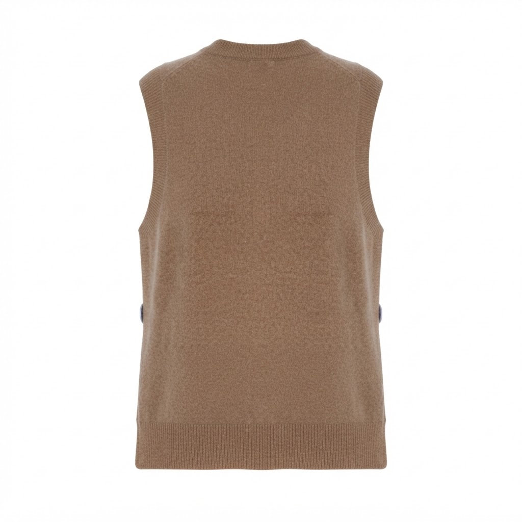 Pull poncho col rond marron