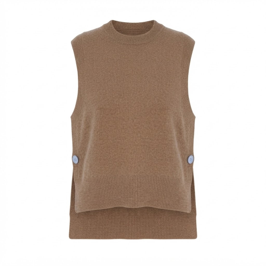Pull poncho col rond marron