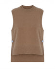 Pull poncho col rond marron