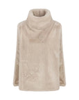 Poncho beige fausse fourrure col montant