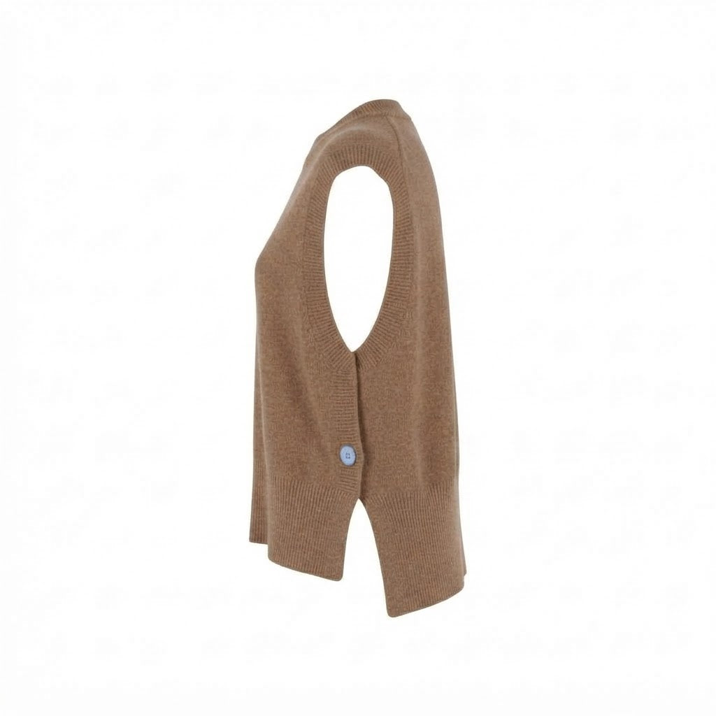 Pull poncho col rond marron