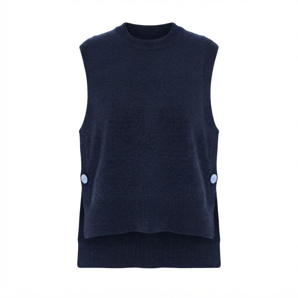 Pull poncho col rond marine
