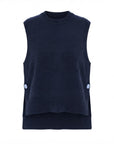Pull poncho col rond marine