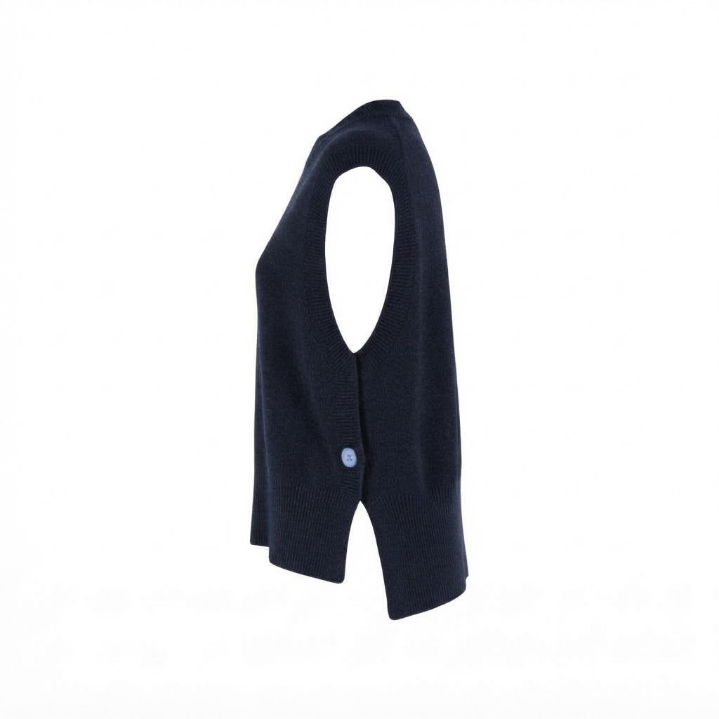 Pull poncho col rond marine