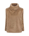 Poncho camel fausse fourrure col montant