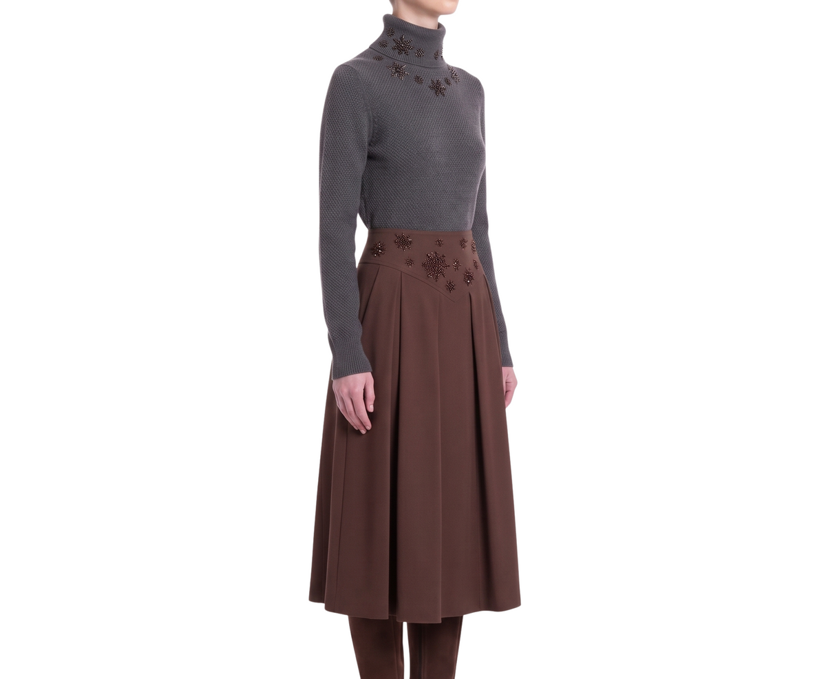INTERDEE pull anthracite orné de flocons sequins col