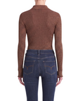 INTERDEE pull chaussette col chemise cacao