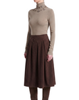 INTERDEE pull taupe orné de flocons sequins col