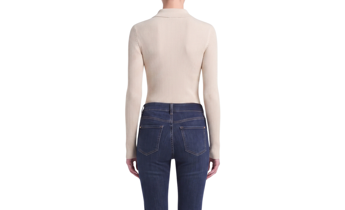 INTERDEE pull chaussette col chemise écru
