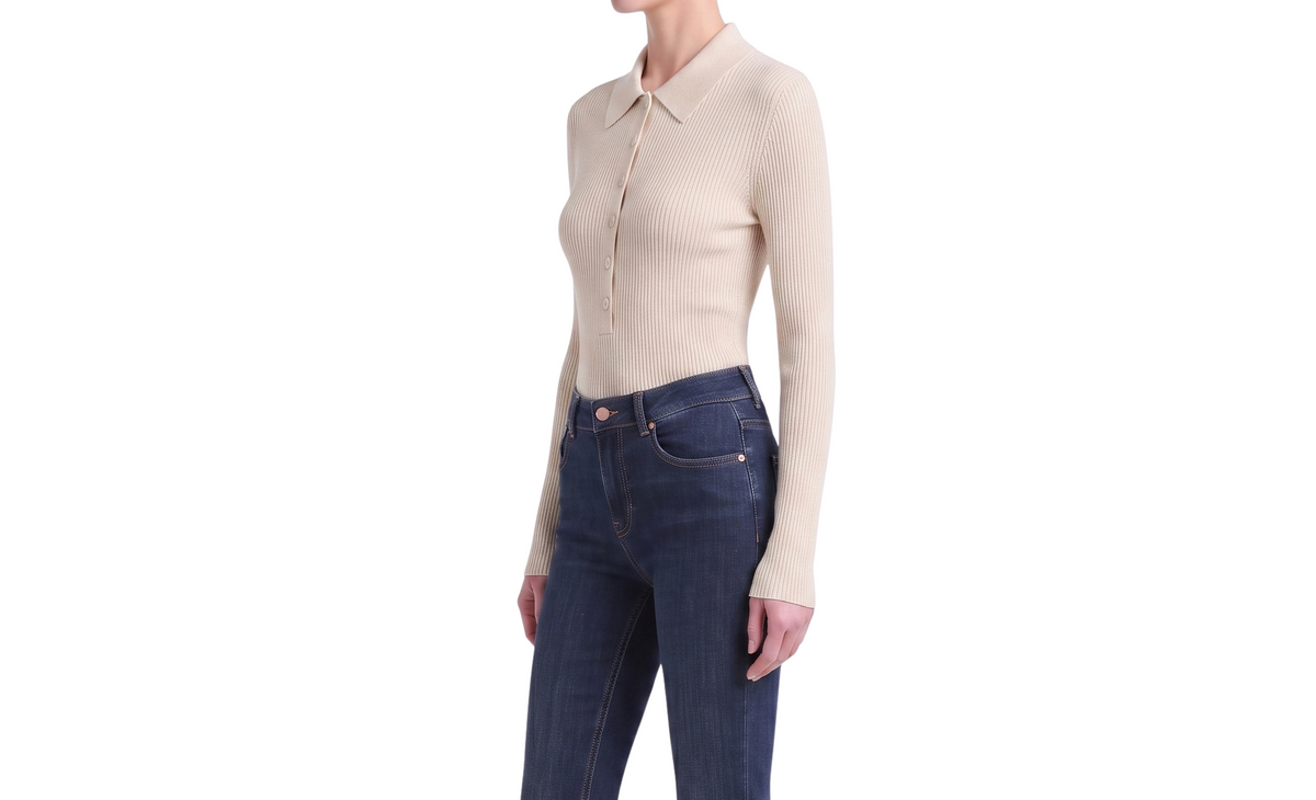 INTERDEE pull chaussette col chemise écru