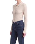 INTERDEE pull chaussette col chemise écru