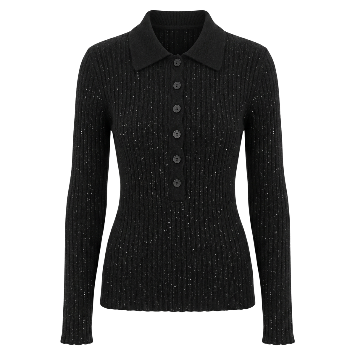 INTERDEE pull chaussette col chemise noir