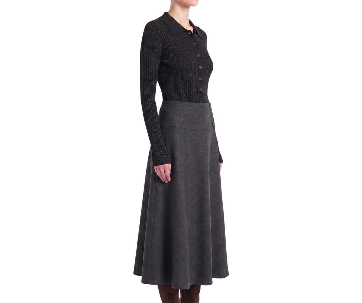 INTERDEE pull chaussette col chemise noir