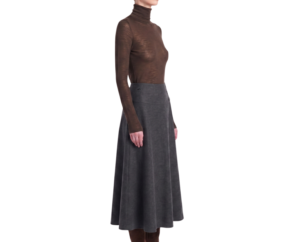 INTERDEE pull chaussette laine/soie cacao