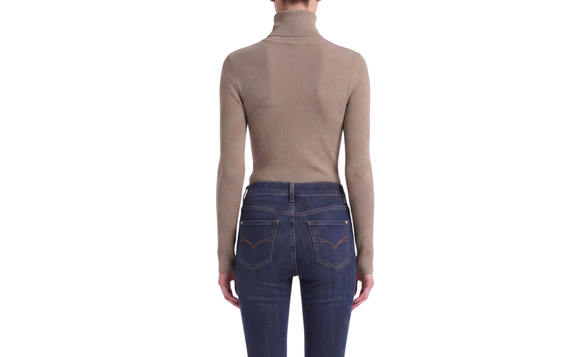 INTERDEE pull chaussette strass taupe