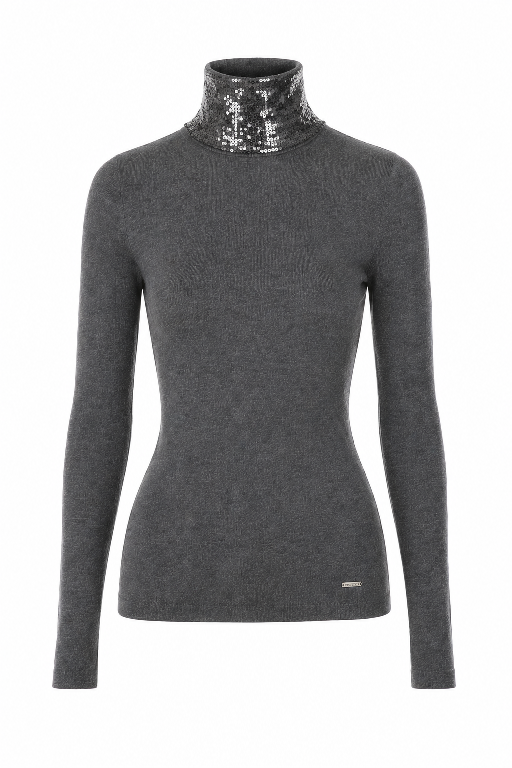 Interdee anthracite sweater adorned with sequins at the collar