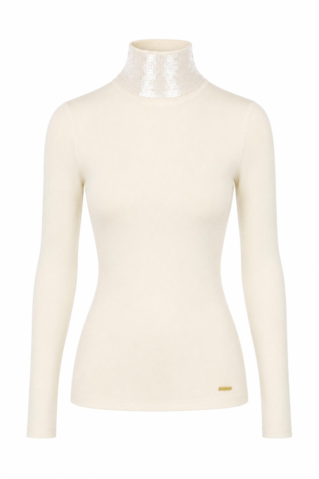 Pullover Ecru mit Paillettenkragen Interdee