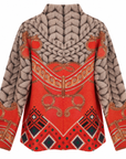 Pull beige/orange imprimé orné de strass
