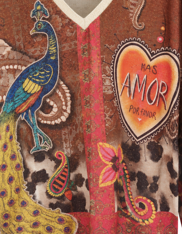 Pull fin lurex col V choco MAS AMOR POR FAVOR
