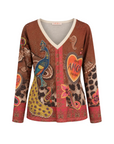 Pull fin lurex col V choco MAS AMOR POR FAVOR
