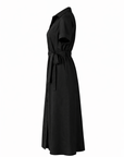 Langes Hemdblusenkleid Schwarz Glänzend Baumwolle