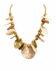 collier pastilles dorées et beige