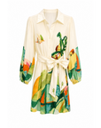 Robe chemise courte feuillages