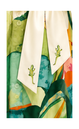 Robe chemise courte feuillages