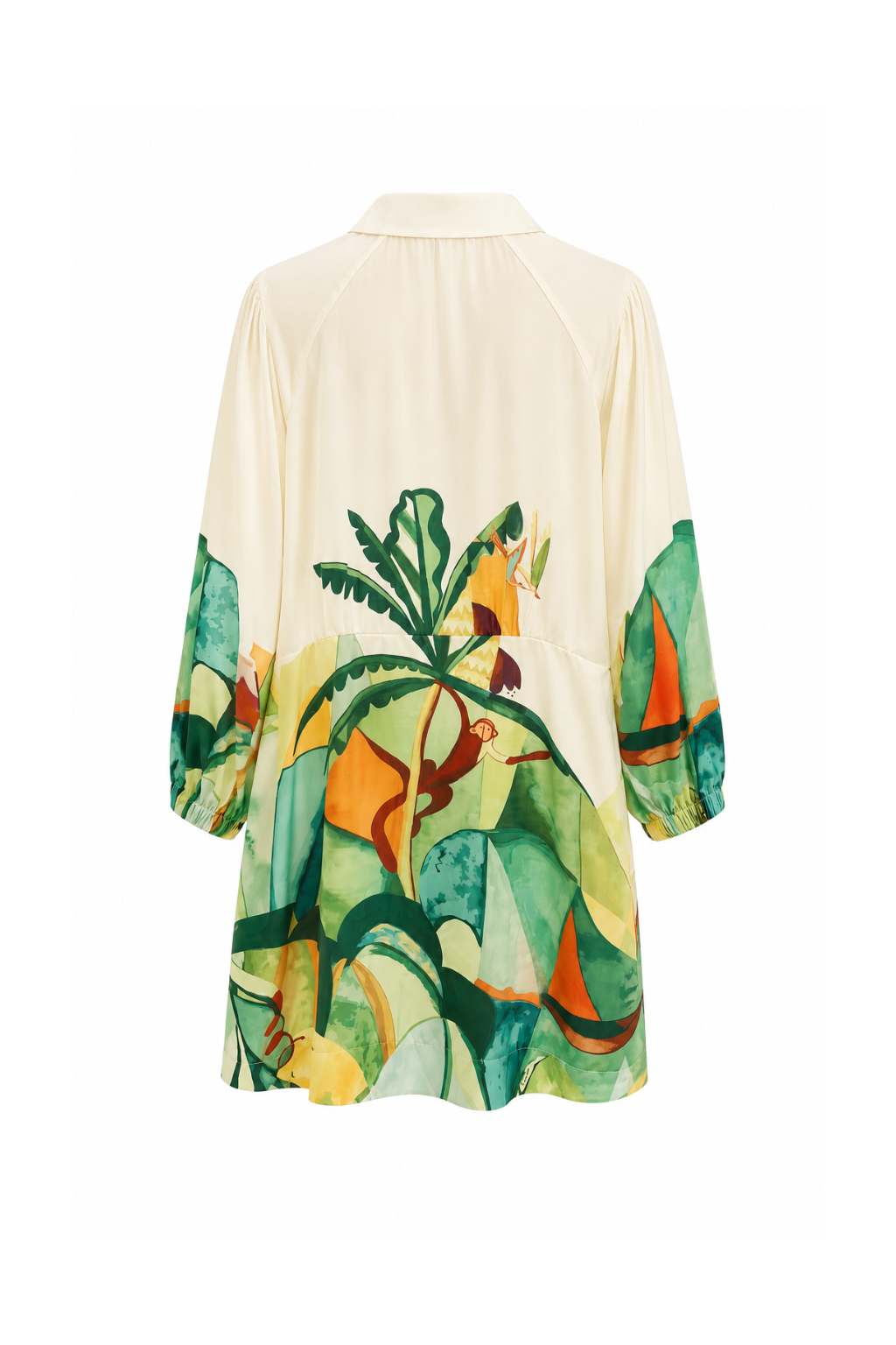 Robe chemise courte feuillages