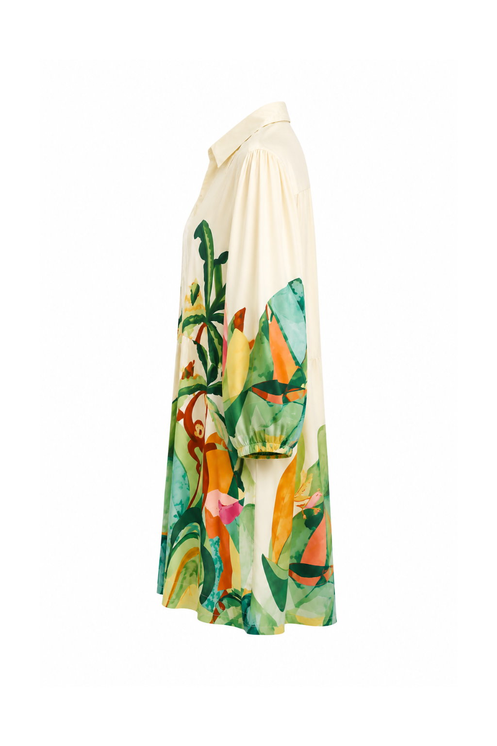 Robe chemise courte feuillages
