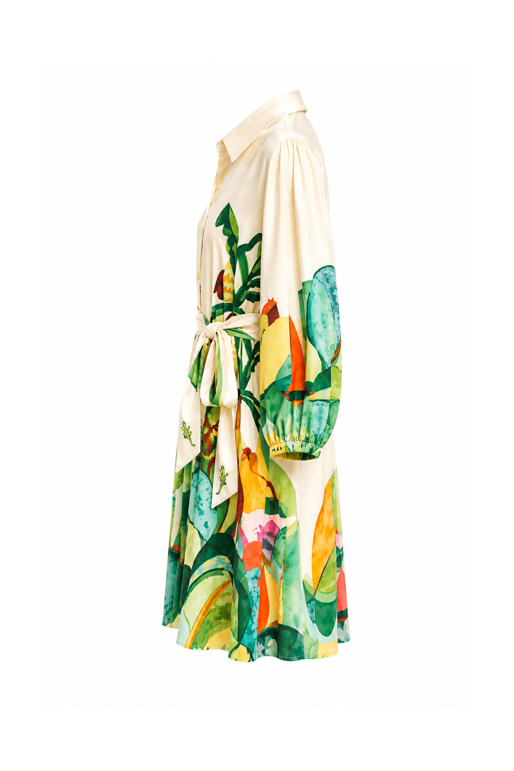 Robe chemise courte feuillages