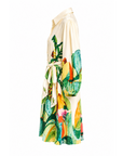 Robe chemise courte feuillages