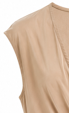 Robe drapée noeud beige