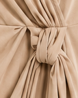 Robe drapée noeud beige